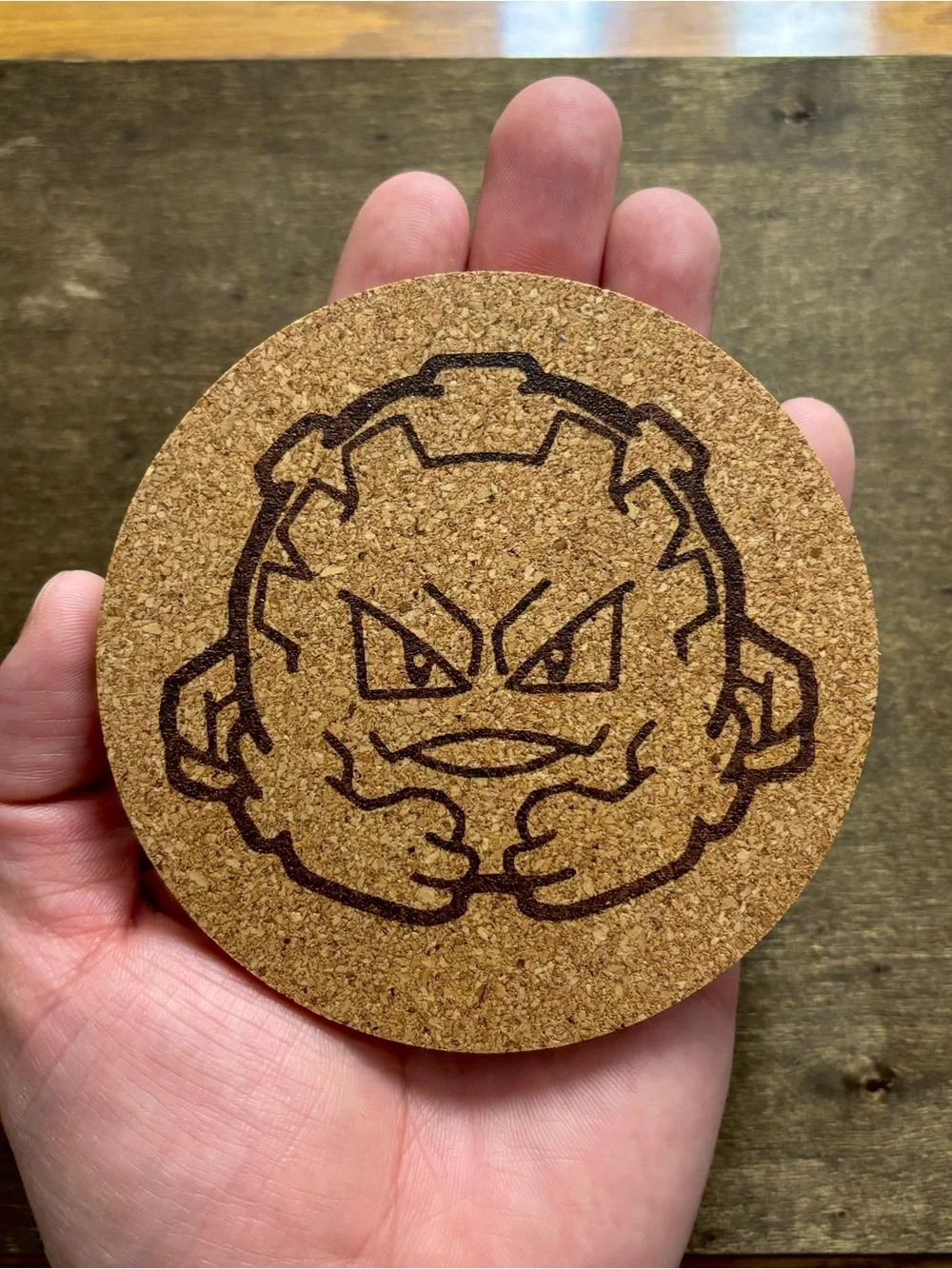 Pokemon Graveler Face Laser Engraved Cork Coaster